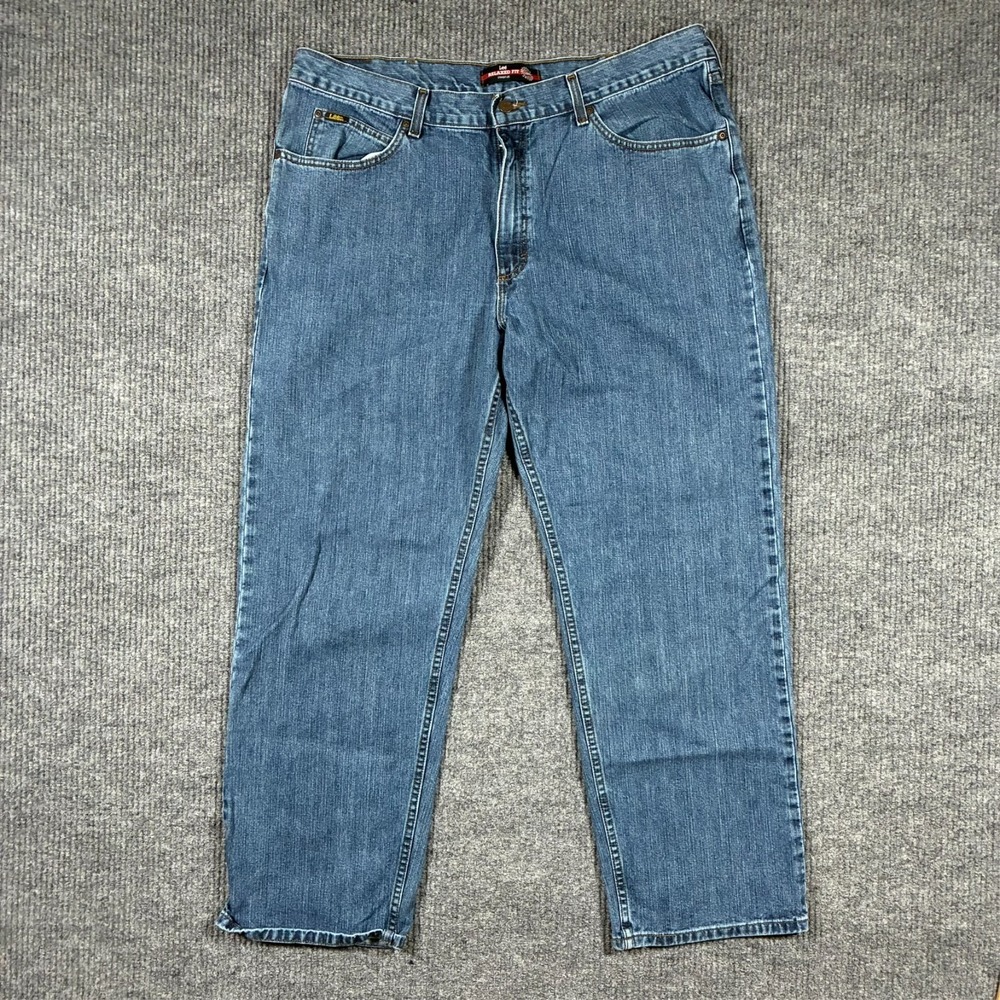 Lee Mens Relaxed Fit‎ Straight Leg Jeans Size 42x32 Blue Denim Cotton Mid Rise